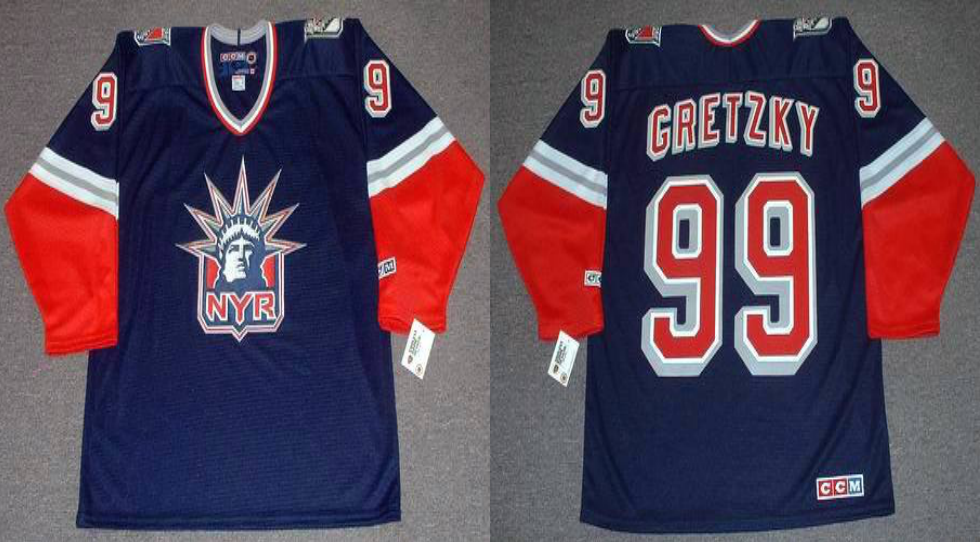 2019 Men New York Rangers 99 Gretzky blue CCM NHL jerseys ...