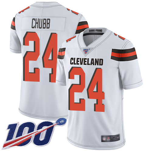 Men's Nike Nick Chubb White Cleveland Browns Vapor Limited Jersey