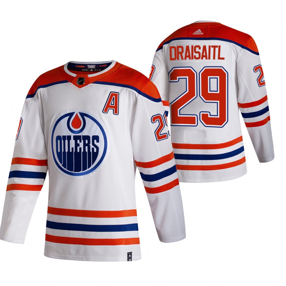 2021 Adidias Edmonton Oilers 29 Leon Draisaitl White Men ...