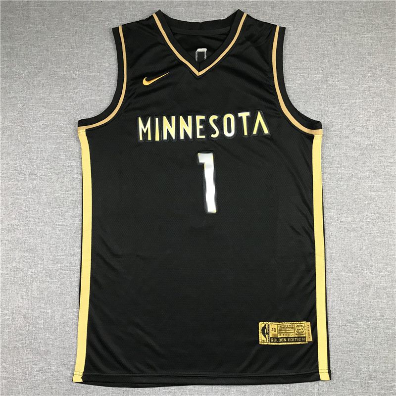 Men Minnesota Timberwolves 1 Edwards Black 2021 Nike Game NBA Jersey