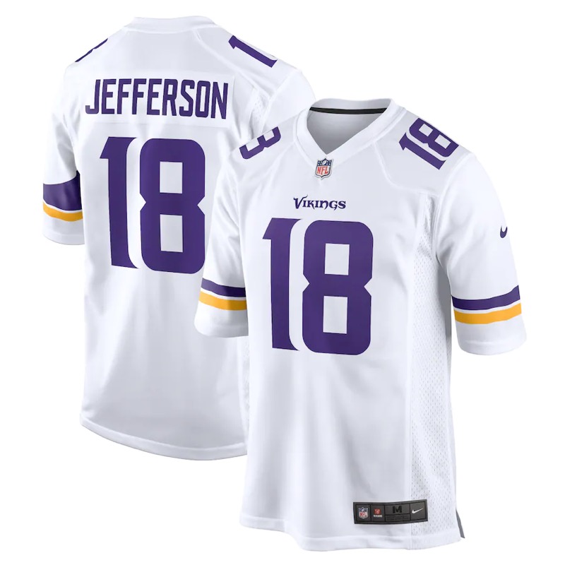 Wholesale Men Minnesota Vikings 18 Jefferson White Nike Vapor ...