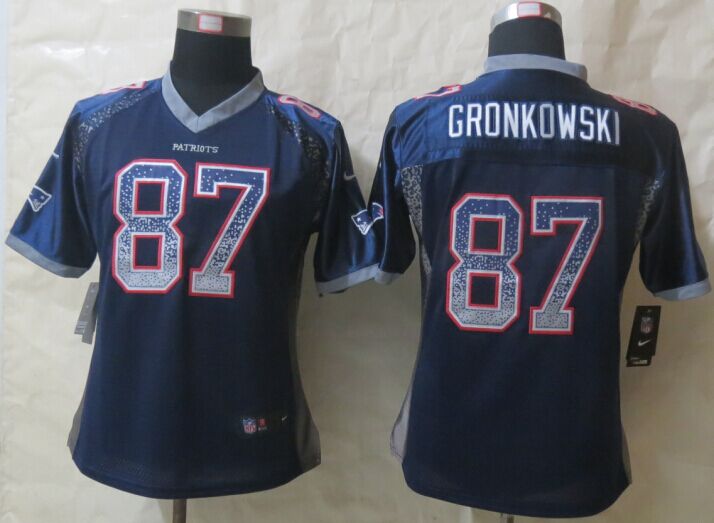 Womens New England Patriots 87 Gronkowski Drift Fashion Blue New Nike Elite Jerseys